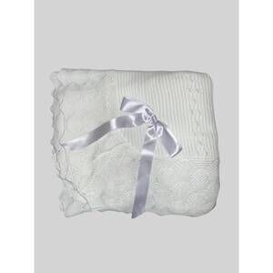 NEW JULIANA detailed knit blanket in white